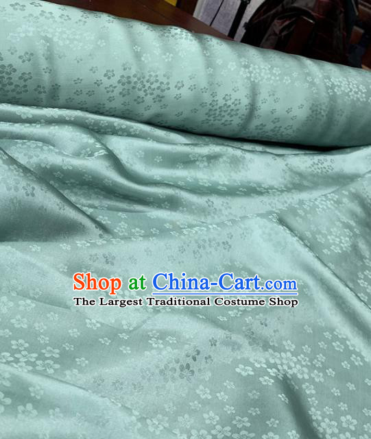 Chinese Traditional Sakura Design Pattern Green Silk Fabric Cheongsam Mulberry Silk Drapery