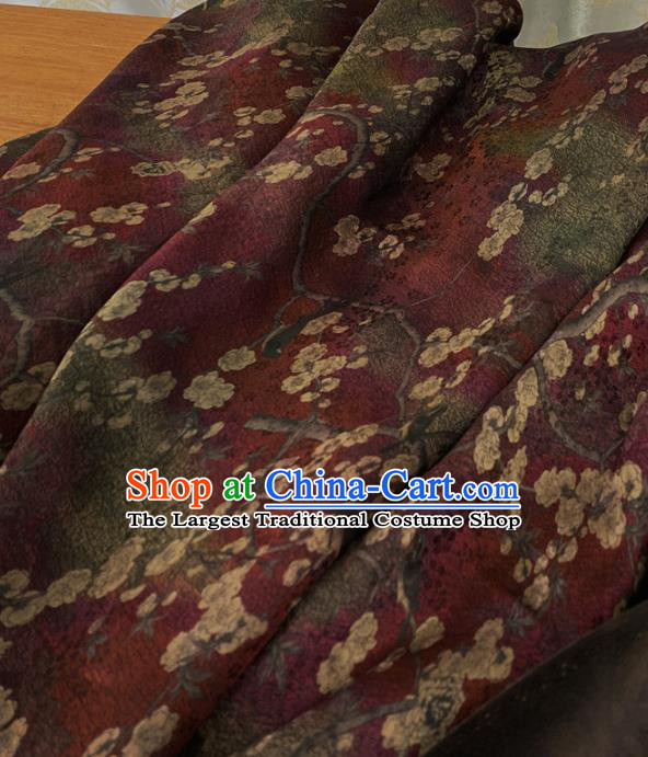 Chinese Traditional Plum Blossom Design Pattern Purple Silk Fabric Cheongsam Mulberry Silk Drapery