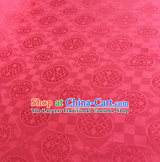 Chinese Traditional Round Design Pattern Red Silk Fabric Cheongsam Mulberry Silk Drapery