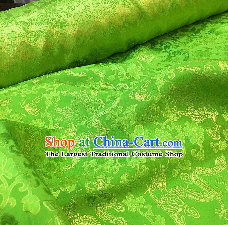 Chinese Traditional Jacquard Dragon Design Pattern Green Silk Fabric Cheongsam Mulberry Silk Drapery