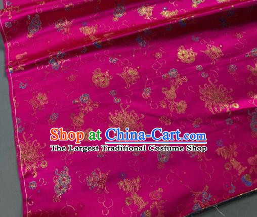 Chinese Classical Plum Chrysanthemum Pattern Design Rosy Silk Fabric Asian Traditional Hanfu Brocade Material