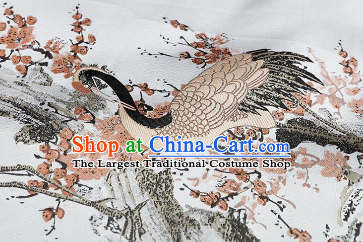 Chinese Traditional Orange Plum Crane Pattern Brocade Fabric Cheongsam Tapestry Drapery