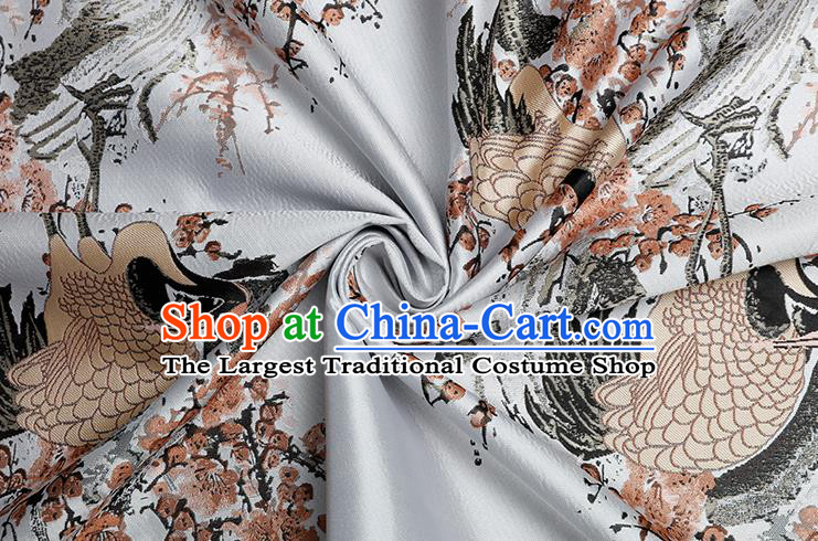 Chinese Traditional Orange Plum Crane Pattern Brocade Fabric Cheongsam Tapestry Drapery
