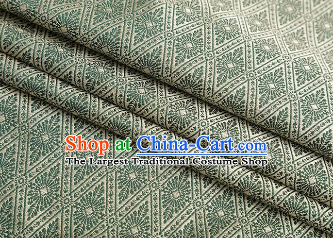 Chinese Traditional Jacquard Rhombus Pattern Green Brocade Fabric Cheongsam Tapestry Drapery