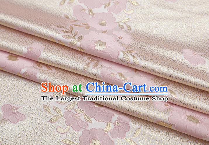 Chinese Traditional Jacquard Peach Blossom Pattern Pink Brocade Fabric Cheongsam Tapestry Drapery