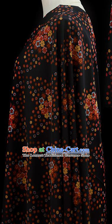 Chinese Traditional Flowers Design Pattern Black Silk Fabric Cheongsam Mulberry Silk Drapery