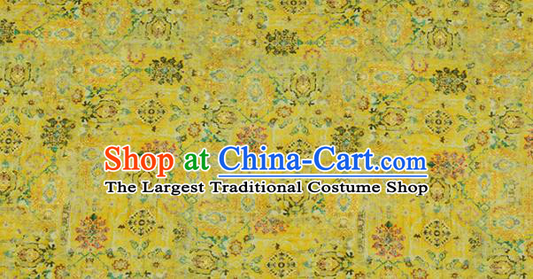 Chinese Traditional Begonia Design Pattern Yellow Ramie Fabric Cheongsam Ramee Drapery