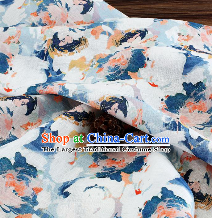 Chinese Traditional Design Pattern White Ramie Fabric Cheongsam Ramee Drapery