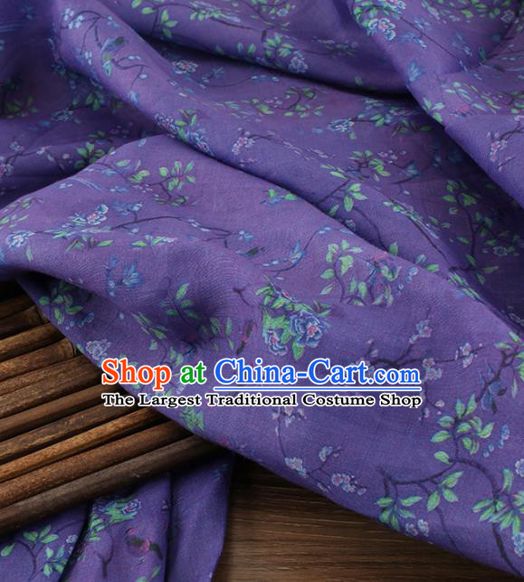 Chinese Traditional Flowers Design Pattern Deep Purple Ramie Fabric Cheongsam Ramee Drapery