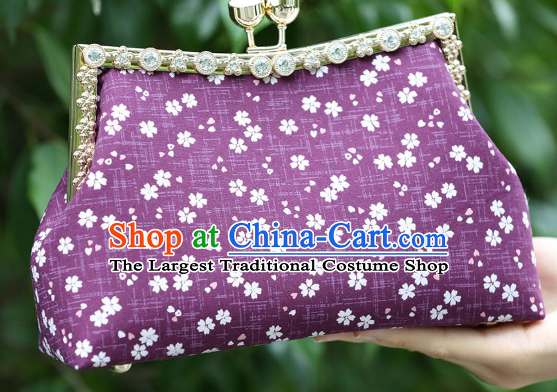 Chinese Traditional Flowers Pattern Purple Bag Handmade Cheongsam Handbag for Women