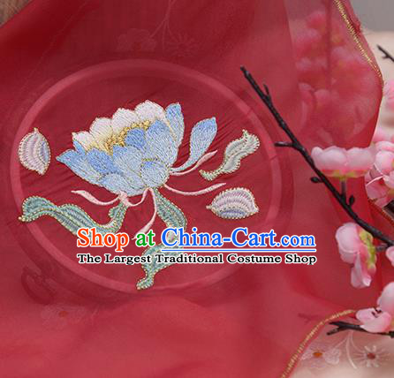 Chinese Traditional Embroidered Epiphyllum Wine Red Cloth Applique Accessories Embroidery Patch
