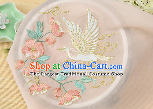Chinese Traditional Embroidered Egret Begonia Orange Chiffon Applique Accessories Embroidery Patch
