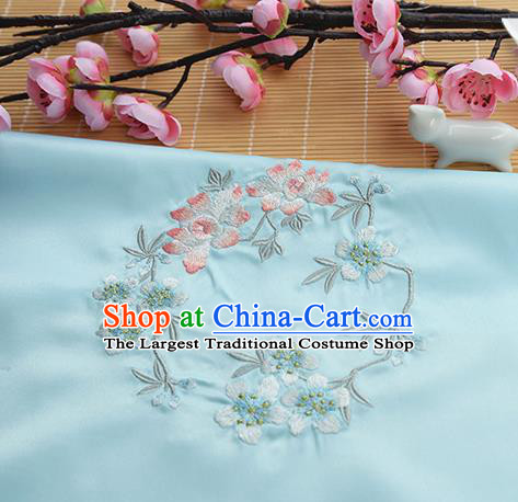 Chinese Traditional Embroidered Plum Lotus Blue Silk Applique Accessories Embroidery Patch
