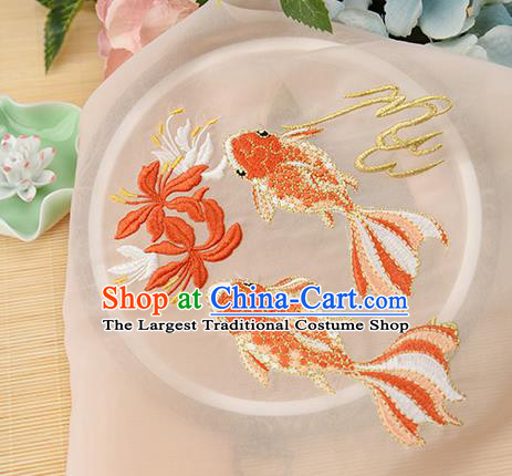 Chinese Traditional Embroidered Goldfish Orange Chiffon Applique Accessories Embroidery Patch