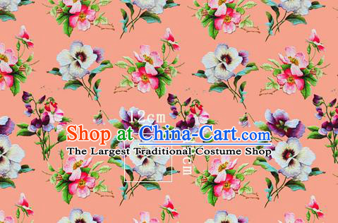Chinese Classical Phalaenopsis Pattern Design Orange Silk Fabric Asian Traditional Hanfu Mulberry Silk Material