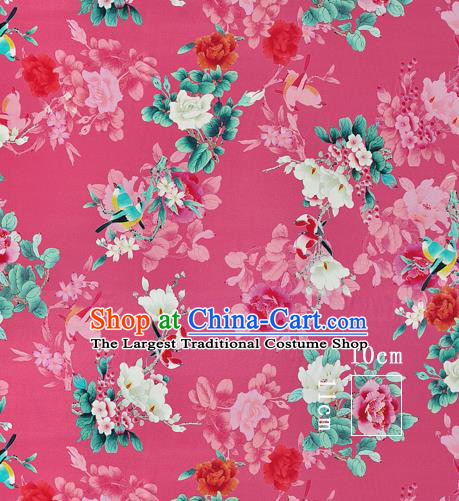 Chinese Classical Magnolia Pattern Design Peach Pink Silk Fabric Asian Traditional Hanfu Mulberry Silk Material