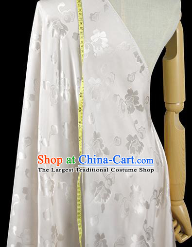 Chinese Classical Pattern Design White Silk Fabric Asian Traditional Hanfu Mulberry Silk Material