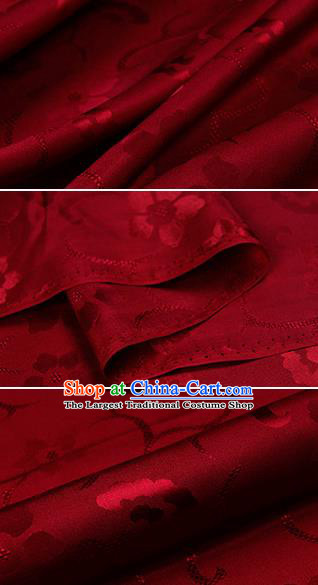 Chinese Classical Twine Pattern Design Deep Red Silk Fabric Asian Traditional Hanfu Mulberry Silk Material