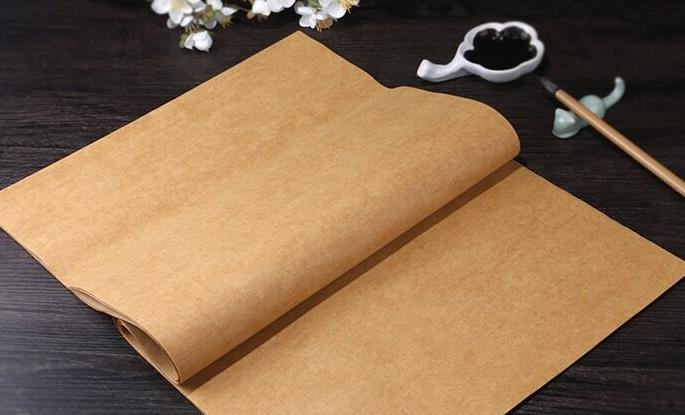 Traditional Chinese Brown Calligraphy Paper Handmade The Four Treasures of Study Writing Batik Art Paper