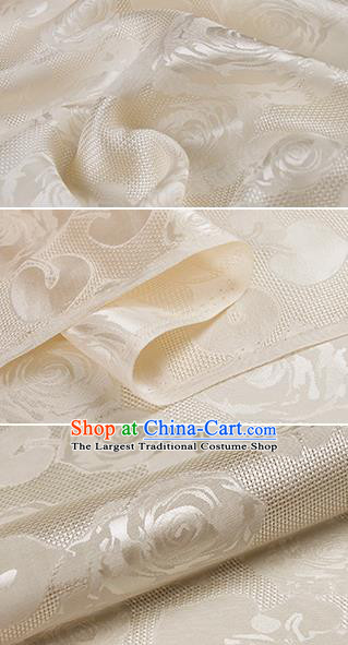 Chinese Classical Roses Pattern Design Champagne Silk Fabric Asian Traditional Hanfu Mulberry Silk Material