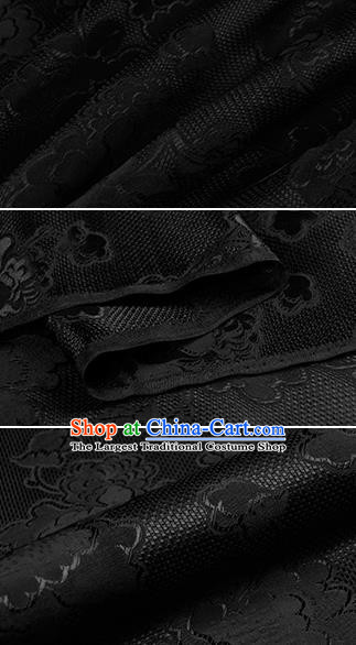 Chinese Classical Peony Pattern Design Black Silk Fabric Asian Traditional Hanfu Mulberry Silk Material