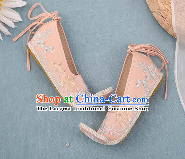 Chinese Pink Hanfu Shoes Women Shoes Opera Shoes Embroidered Shoes Princess Shoes