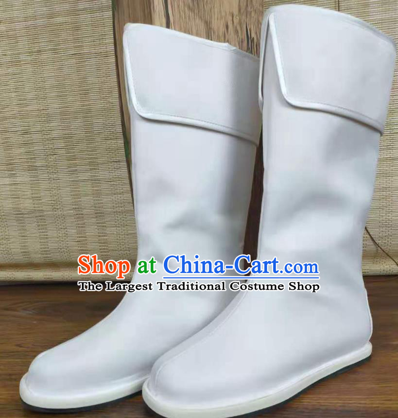 Traditional Chinese Swordsman White Boots Kung Fu Boots Opera Shoes Hanfu Shoes for Men