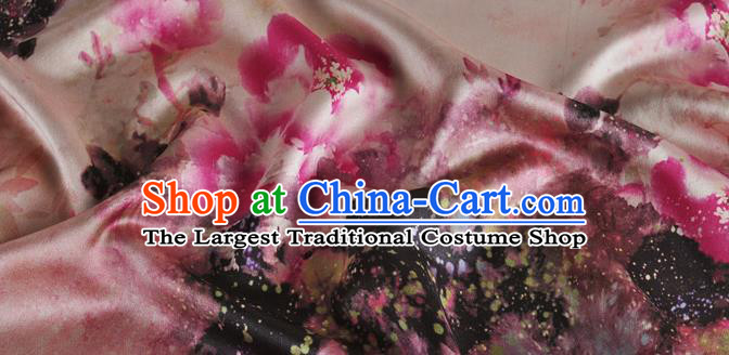 Chinese Classical Peony Pattern Design Brown Silk Fabric Asian Traditional Hanfu Mulberry Silk Material