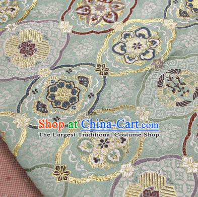 Asian Japanese Traditional Pattern Design Light Green Brocade Fabric Tapestry Satin