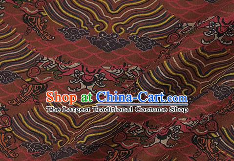 Chinese Classical Waves Pattern Design Brown Silk Fabric Asian Traditional Hanfu Mulberry Silk Material