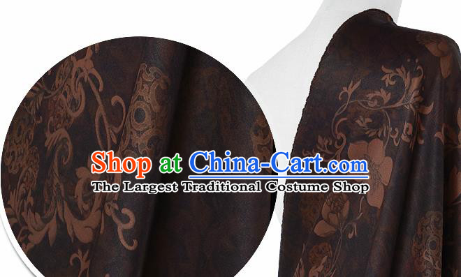 Chinese Classical Pattern Design Brown Silk Fabric Asian Traditional Hanfu Mulberry Silk Material