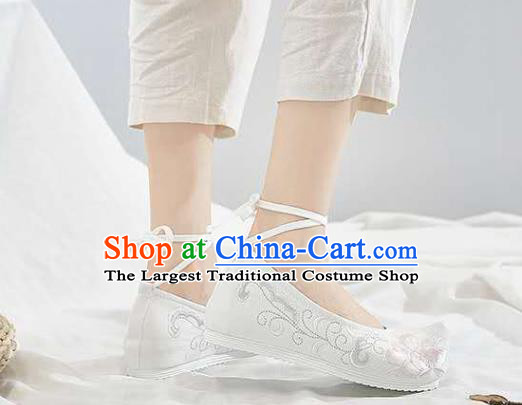 Chinese Hanfu White Shoes Women Shoes Opera Shoes Embroidered Shoes Princess Shoes