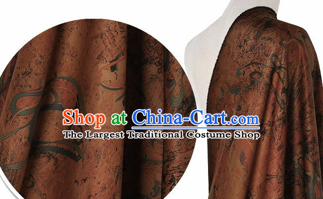 Chinese Classical Flying Apsaras Pattern Design Brown Silk Fabric Asian Traditional Hanfu Mulberry Silk Material