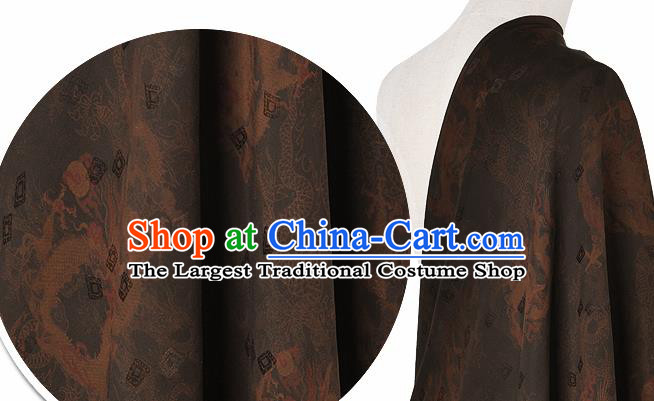 Chinese Classical Dragons Pattern Design Deep Brown Silk Fabric Asian Traditional Hanfu Mulberry Silk Material