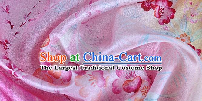 Chinese Classical Primrose Pattern Design Pink Silk Fabric Asian Traditional Hanfu Mulberry Silk Material