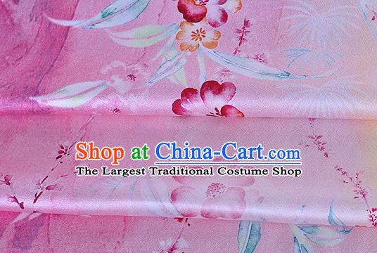 Chinese Classical Primrose Pattern Design Pink Silk Fabric Asian Traditional Hanfu Mulberry Silk Material