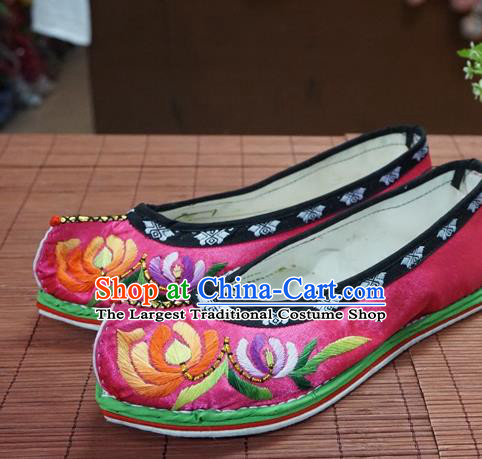 Traditional Chinese Wedding Rosy Embroidered Chrysanthemum Shoes Princess Shoes National Shoes Hanfu Shoes for Women