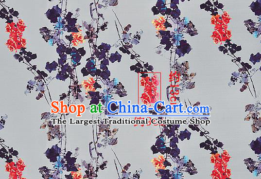 Chinese Classical Pattern Design Grey Silk Fabric Asian Traditional Hanfu Mulberry Silk Material