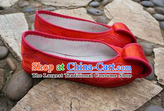 Traditional Chinese Red Embroidered Shoes National Ethnic Wedding Shoes Hanfu Shoes for Women