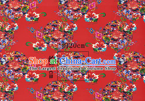 Chinese Classical Peony Grape Pattern Design Red Silk Fabric Asian Traditional Hanfu Mulberry Silk Material