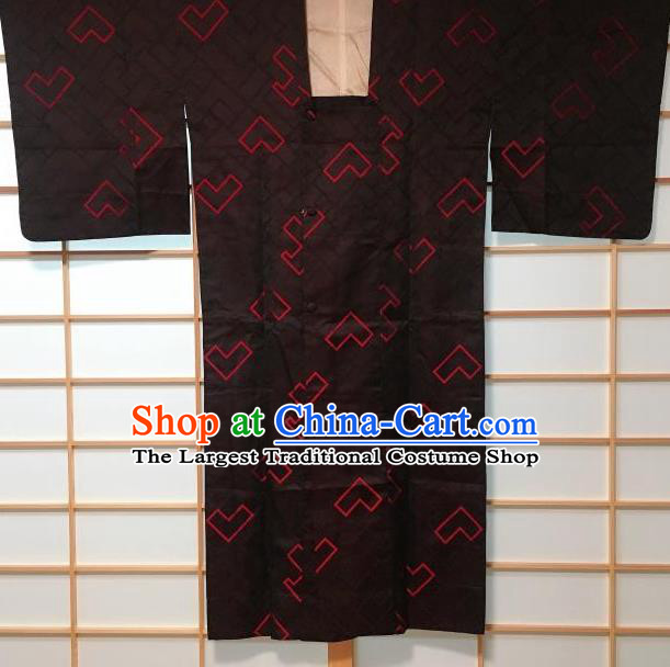 Japanese Traditional Black Silk Haori Jacket Japan Kimono Overwear Costume for Men