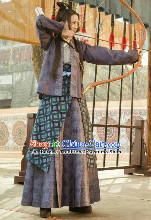 Chinese Ancient Ming Dynasty Female Swordsman Drama Sun Ruowei Tang Wei Replica Costumes and Headpiece Complete Set