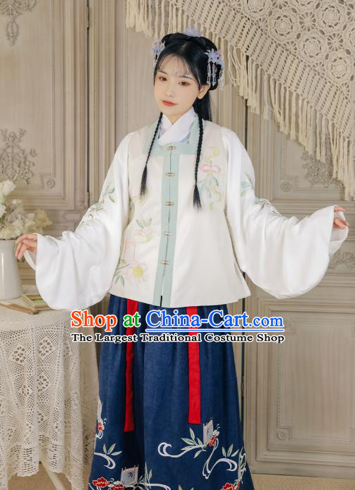 Chinese Traditional Ming Dynasty Young Lady Clothing Ancient Noble Girl Historical Costumes for Women