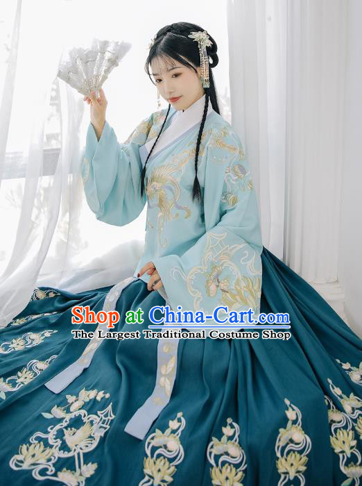 Chinese Traditional Ming Dynasty Blouse and Skirt Ancient Royal Princess Historical Costumes for Women