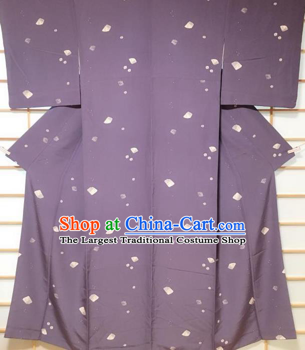 Japanese Classical Pattern Purple Kimono Japan Traditional Yukata Dress Costume for Women
