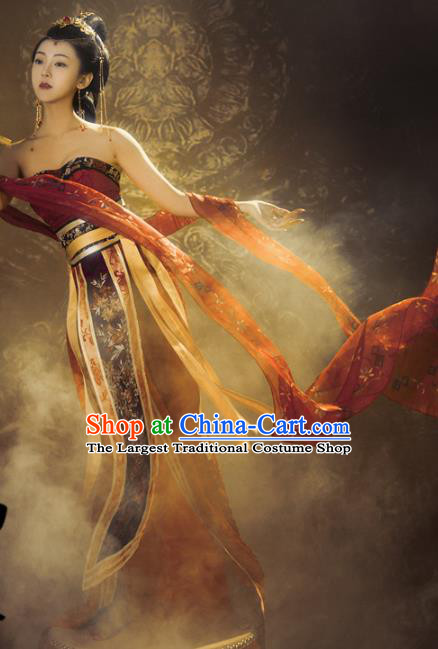 Traditional Chinese Tang Dynasty Palace Lady Hanfu Dress Ancient Dunhuang Flying Apsaras Replica Costumes for Women