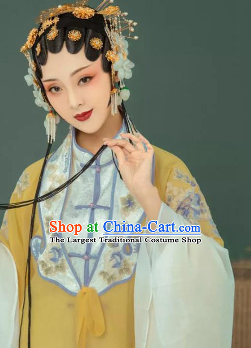 Traditional Chinese Beijing Opera Diva Yellow Hanfu Dress Ancient Noble Lady Replica Costumes for Women