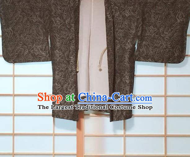 Japanese Traditional Pattern Black Grey Haori Jacket Japan Kimono Overcoat Costume for Men