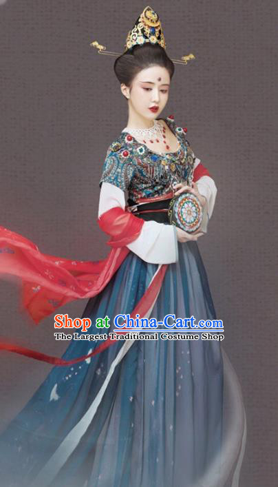 Traditional Chinese Dunhuang Flying Apsaras Hanfu Dress Ancient Tang Dynasty Court Maid Replica Costumes for Women