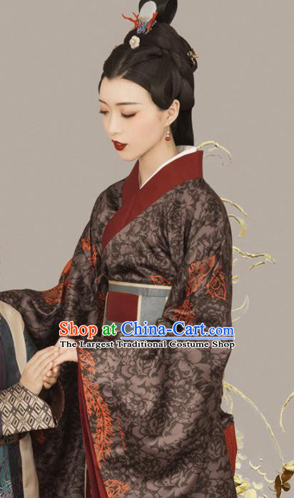 Chinese Ancient Drama Queen Embroidered Dress Traditional Qin Dynasty Empress Replica Costumes for Women